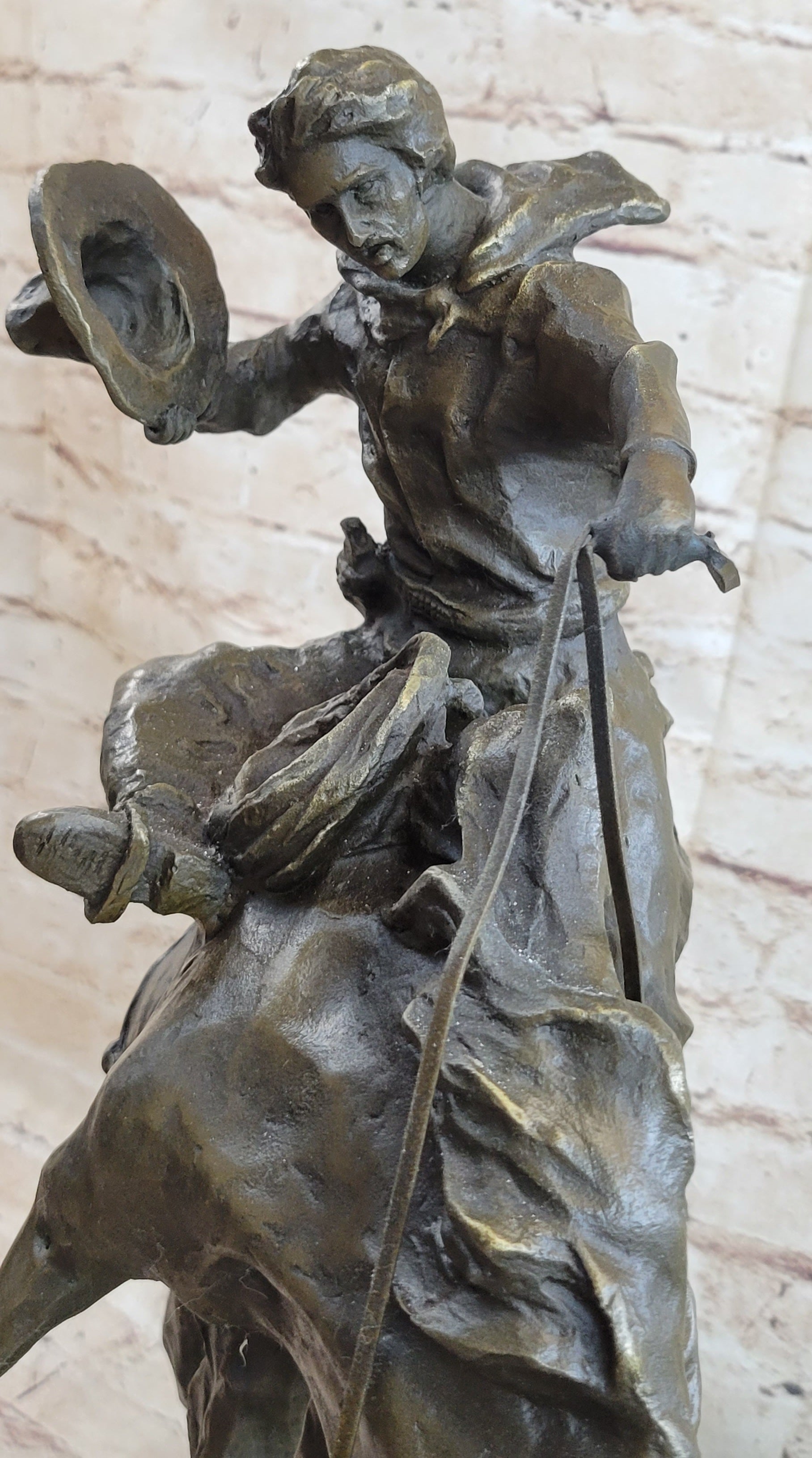 Western Decor Cowboy on Bucking Bronco Buster Horse Sculpture Statue