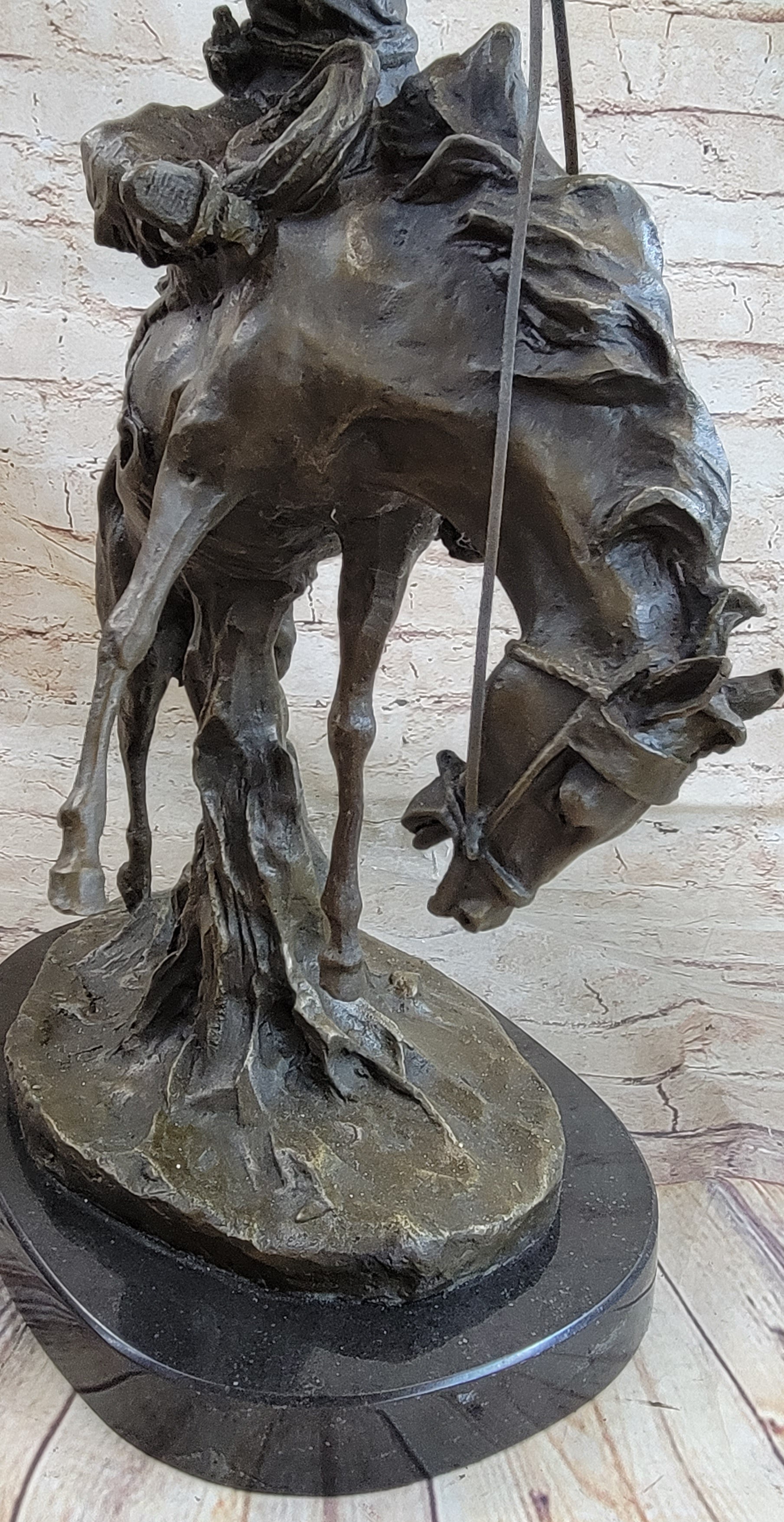 Western Decor Cowboy on Bucking Bronco Buster Horse Sculpture Statue