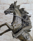 Country Western Wild West Cowboy Gunslinger on Horseback Bronze Sculpture Decor