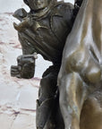 Country Western Wild West Cowboy Gunslinger on Horseback Bronze Sculpture Decor