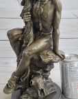 Signed Original western Art by Nick Native American Warrior Bronze Sculpture