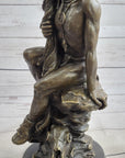 Signed Original western Art by Nick Native American Warrior Bronze Sculpture