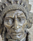 Carl Kauba Large American Warrior Bust Bronze Sculpture Marble Base Statue Decor