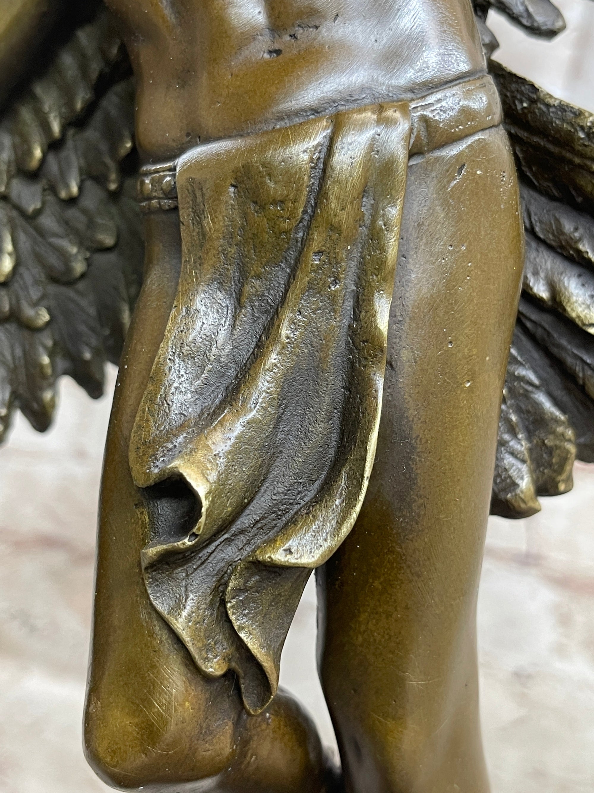 Winged Native American Indian Eagle Bird Art Legend Shaman Bronze Marble Base