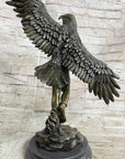 Winged Native American Indian Eagle Bird Art Legend Shaman Bronze Marble Base