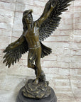 Winged Native American Indian Eagle Bird Art Legend Shaman Bronze Marble Base