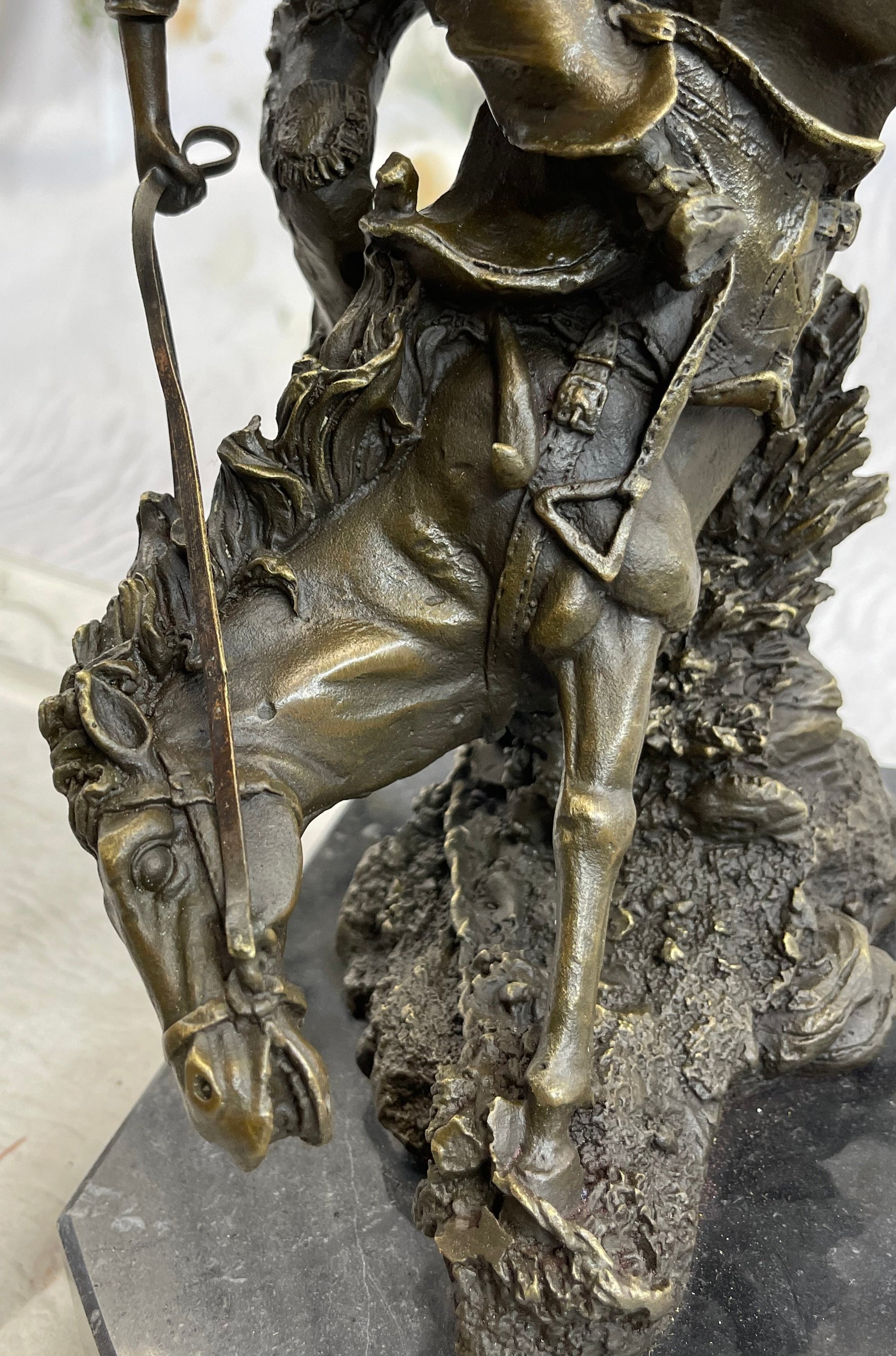 Large Arizona Cowboy Bronze Sculpture by Remington Cow Boy Figurine Figure Decor