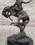 Bronco Buster Bronze Sculpture 100% Real Bronze Western Art Figurine Remington