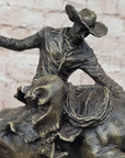 Bronco Buster Bronze Sculpture 100% Real Bronze Western Art Figurine Remington