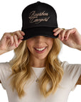 Bourbon Cowgirl Embroidered Foam Trucker Hat - Black