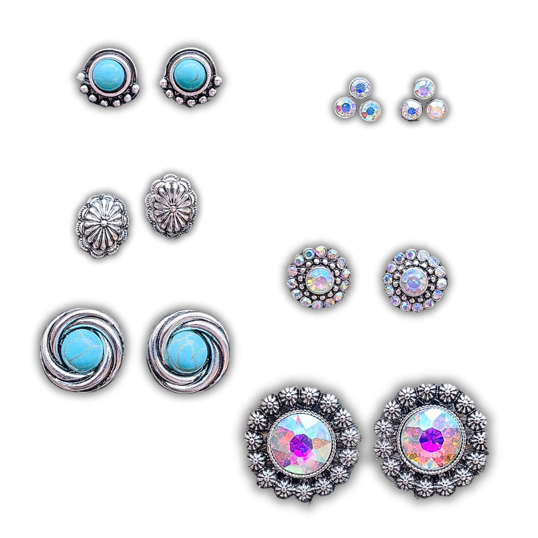 Jinny Stud Fashion Earring Set - Silver