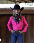 *YOUTH* PINK STITCHED PERFORMANCE RODEO SHIRT