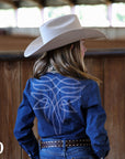 *YOUTH* STRETCH DENIM STITCHED PERFORMANCE RODEO SHIRT