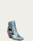 Z2028 - WOMEN'S SKY-BLUE METALIZED STRAPS AND STUDS POINTED TOE SHOE