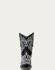 Z5305 - WOMEN'S WHITE EMBROIDERY BLACK ANKLE SNIP TOE COWBOY BOOT