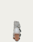 Z5311 - WOMEN'S HARNESS AND STUDS WHITE ANKLE POINTED TOE COWBOY BOOT