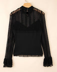 Lace Patchwork Flounce Sleeve Top