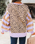 Olivia Stripe Leopard Casual Sweatshirt