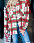 Plaid Flannel Buttoned Christmas Shacket