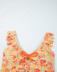 Floral Ruffle Trim Keyhole One-Piece Swimsuit