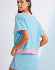 Colorblock Edge Drop Shoulder T Shirt and Skort Set