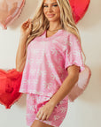 Valentine Bow Waffle Knit T-Shirt and Shorts Set