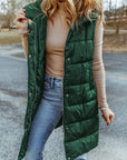 Black Hooded Long Quilted Vest PLUS Coat
