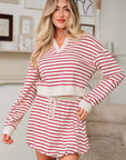 Stripe Cropped Pullover and Bubble Mini Skirt Set