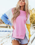 Harper Side Slits Crewneck Sweatshirt