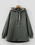 Solid Fleece Lined Drawstring Hoodie