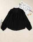 Plus Size Ruffle Balloon Sleeve Chiffon Shirt