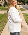 White Cable Textured Loose Plus Size Sweatshirt