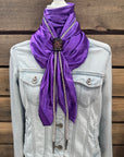 35X35" Solid Purple Wild Rag / Scarf - Leather Slide and Bolo Tie