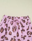 Leopard Drawstring High Waist Pocketed Pants
