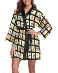 Vintage Cowboy Collage Satin Kimono Robe