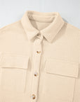 Solid Corduroy Button-Up Long Sleeve Jacket