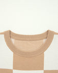 Checker Short Sleeve Drop Shoulder Sweater