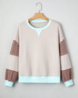 Stripe Colorblock Drop Shoulder Sweatshirt