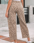 Leopard High Waist Straight Jeans