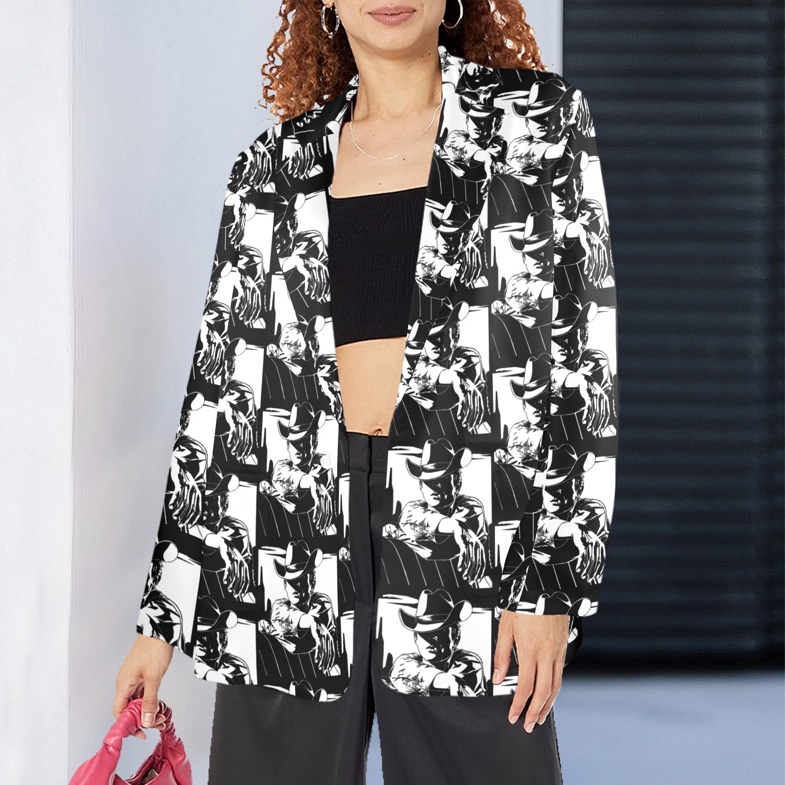 Black White Cowboy Women&#39;s Western Blazer