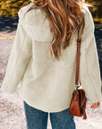 Solid Fleece Zip-Up Drawstring Pocketed Hooded Jacket