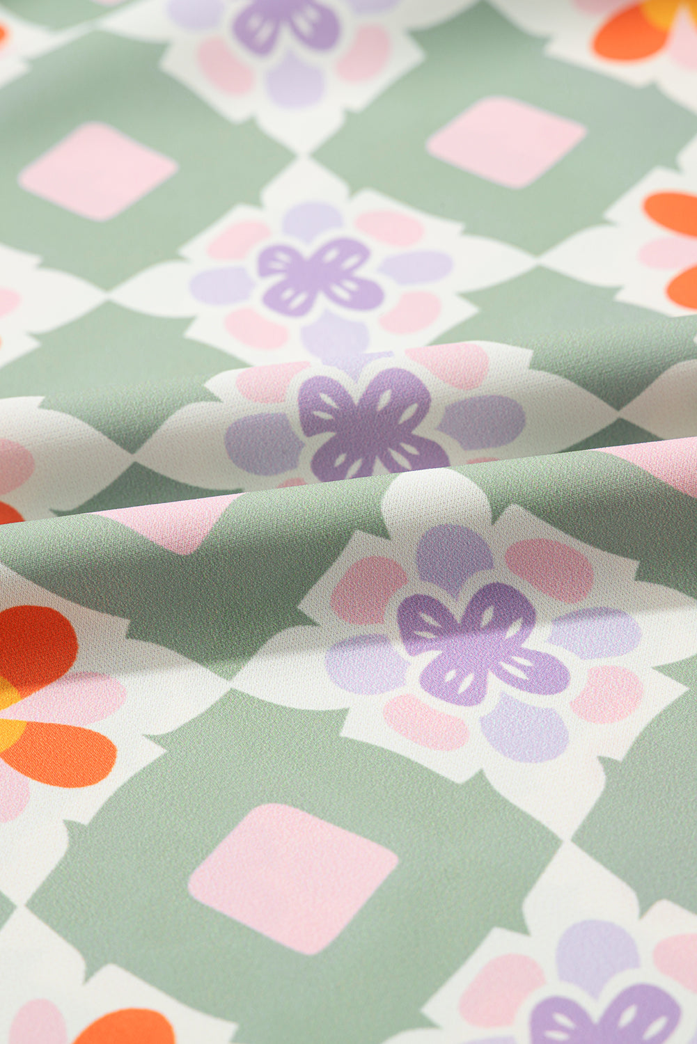 Geometric Floral 3/4 Sleeve Mini Dress