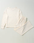 Checker Long Sleeve Top and Pants Lounge Set