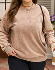 Plus Size SAVE BY GRACE Embroidered Mineral Wash Sweatshirt