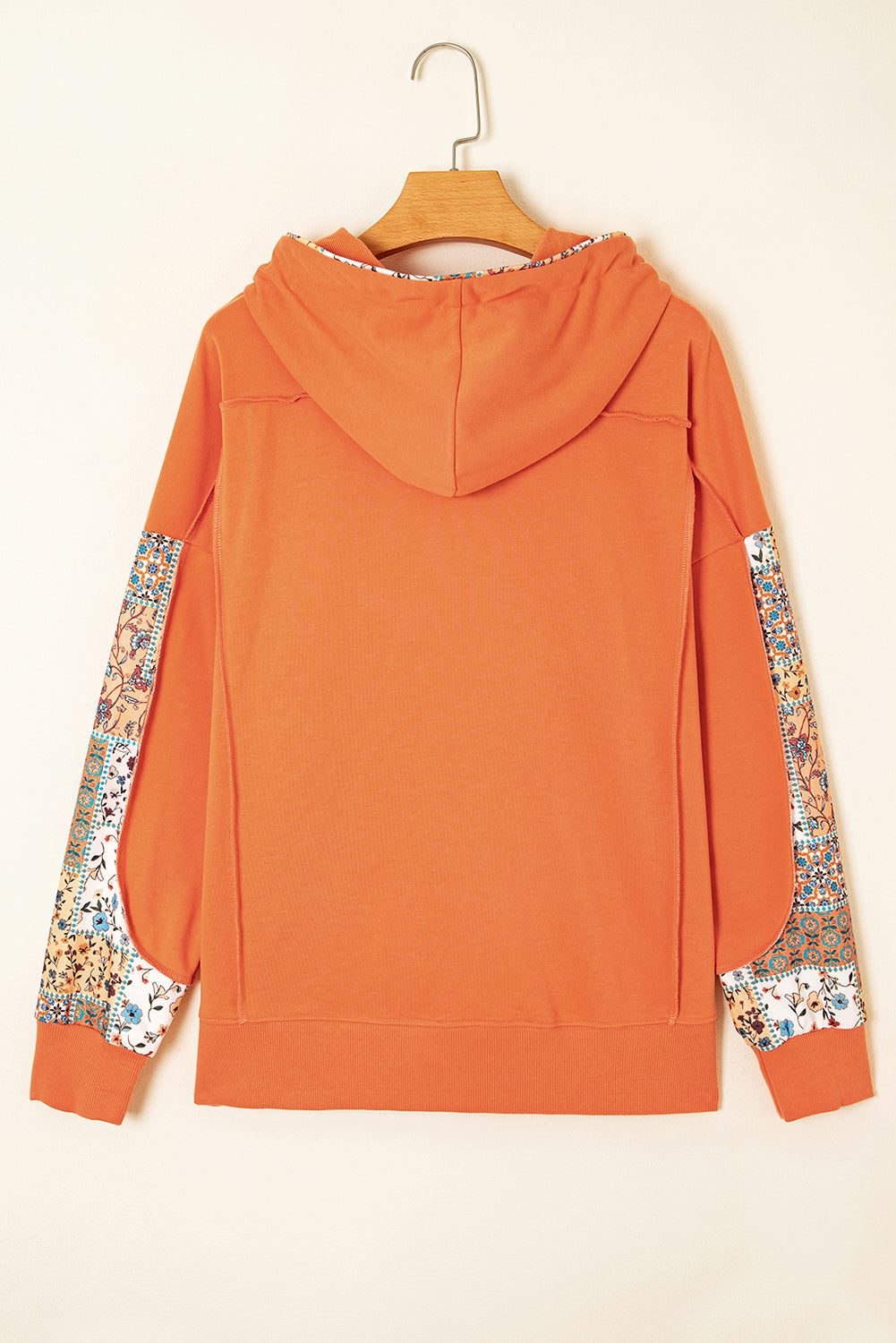 Floral Patchwork Drawstring Hoodie