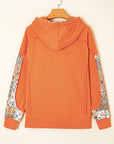 Floral Patchwork Drawstring Hoodie