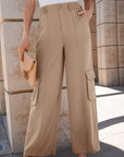 Solid Elastic High-Waist Pants