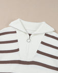 Iris Striped Zip Collared Loose Sweater Mini Dress
