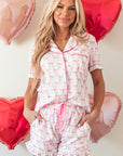 Pink Bow Valentines Pajama Set