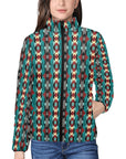 Teal Aztec Women's Puffy Bomber Jacket